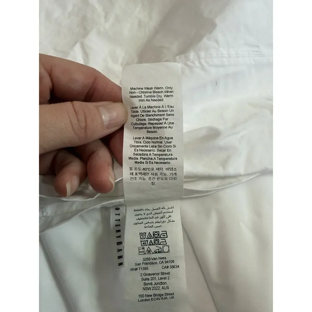 Pottery Barn WHITE Classic Organic Sheets - Twin XL - Dorm - FITTED + Flat Sheet